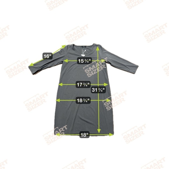 EILEEN FISHER Jersey V-Neck Three-Quarter-Sleeve Dress Gray Size Medium Petite - Picture 7 of 10